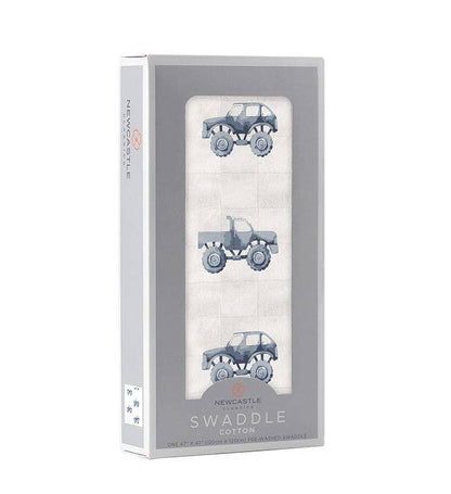 BABY - Indigo Monster Trucks Cotton Swaddle