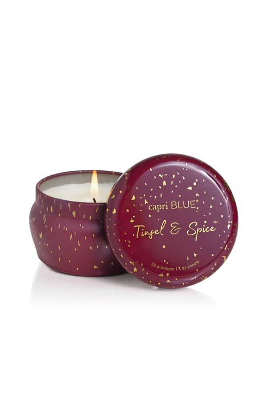 CAPRI BLUE - Tinsel & Spice Glimmer Mini Tin Candle, 3 oz