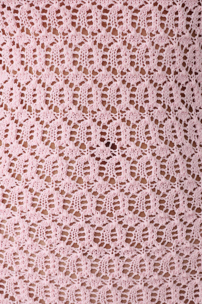 Carrisa Crochet Knit Mini Dress - Baby Pink