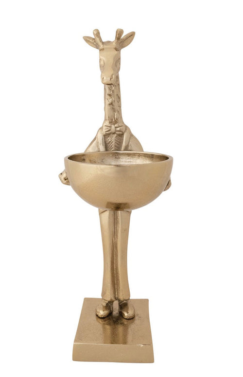 Cast Aluminum Giraffe Bowl, Gold Finish