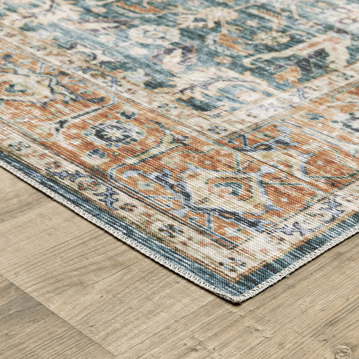 Charleston Blue Washable Rug