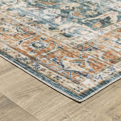 Charleston Blue Washable Rug