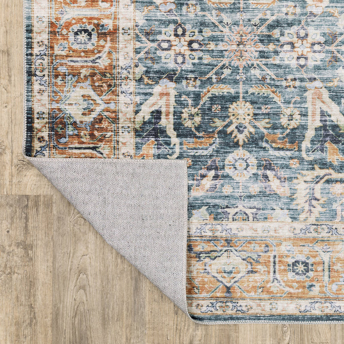 Charleston Blue Washable Rug