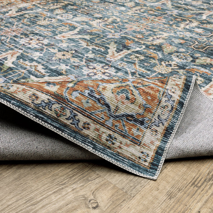 Charleston Blue Washable Rug