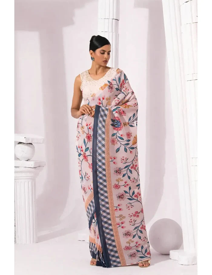 Checks & Whimsy Pre-Draped Saree