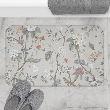 Chinoiserie Bath Mat Stone Gray