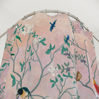 Chinoiserie Blush Pink Oriental Shower Curtain