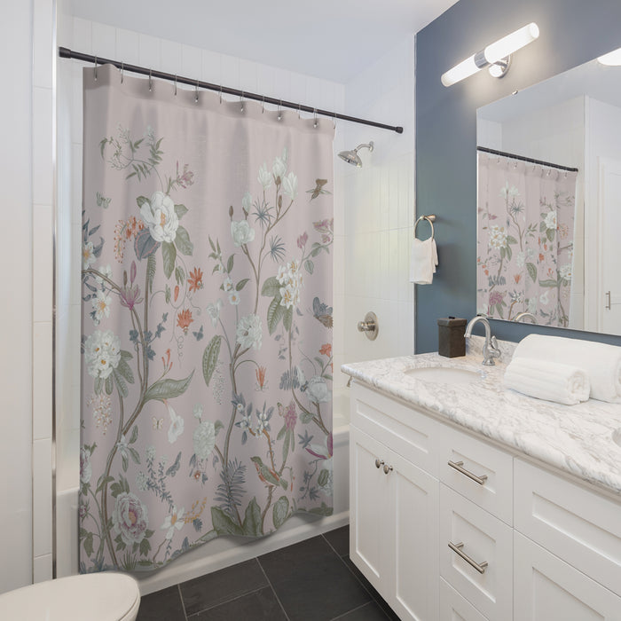 Chinoiserie Fresco Floral Light Rose Shower Curtain