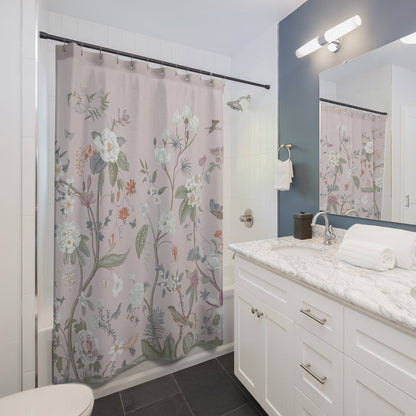 Chinoiserie Fresco Floral Light Rose Shower Curtain