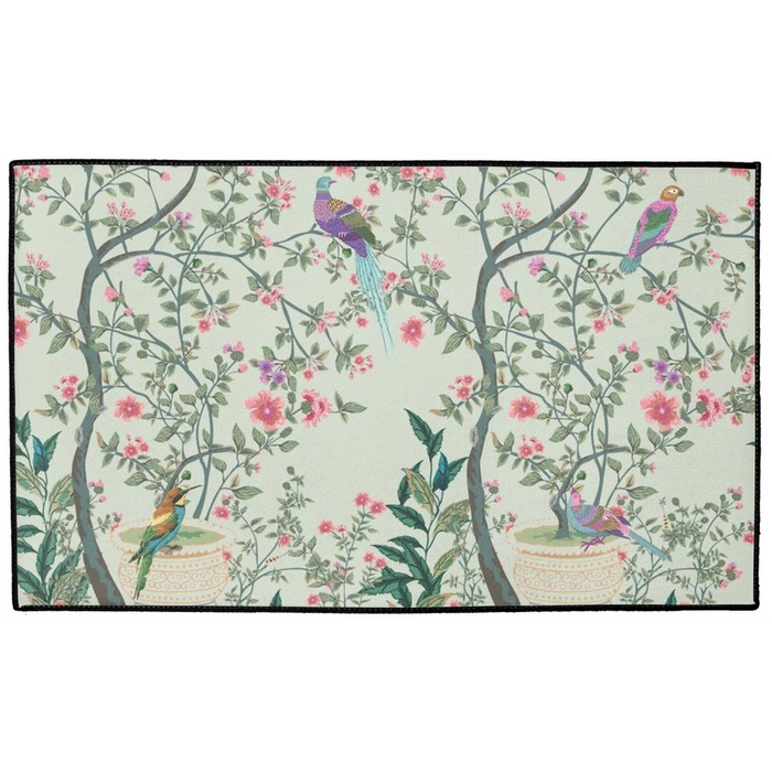 Chinoiserie Indoor/Outdoor Floor Mat Sage Green Floral