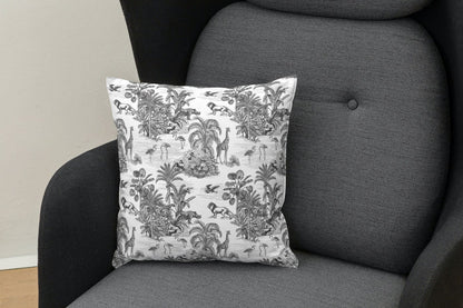 Chinoiserie Jungle Cotton Pillows Toile de Jouy Black White