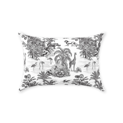 Chinoiserie Jungle Cotton Pillows Toile de Jouy Black White