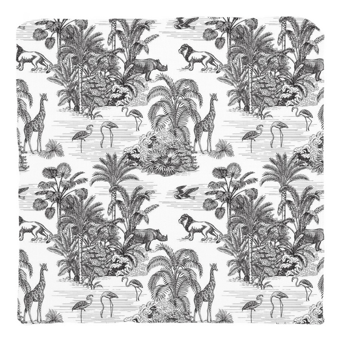 Chinoiserie Jungle Cotton Pillows Toile de Jouy Black White