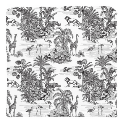 Chinoiserie Jungle Cotton Pillows Toile de Jouy Black White