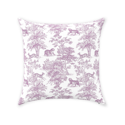 Chinoiserie Tiger Jungle Cotton Pillows Lilac Toile de Jouy