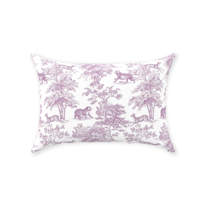 Chinoiserie Tiger Jungle Cotton Pillows Lilac Toile de Jouy