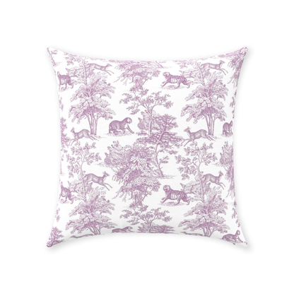 Chinoiserie Tiger Jungle Cotton Pillows Lilac Toile de Jouy