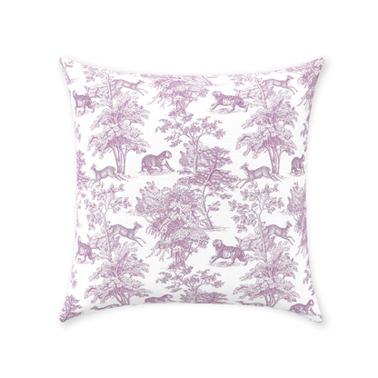 Chinoiserie Tiger Jungle Cotton Pillows Lilac Toile de Jouy