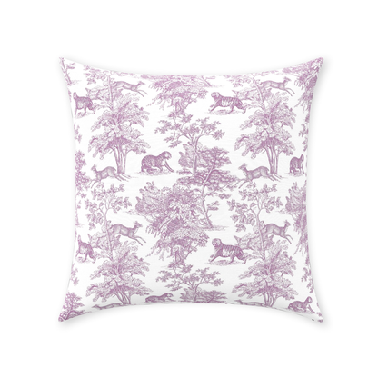 Chinoiserie Tiger Jungle Cotton Pillows Lilac Toile de Jouy