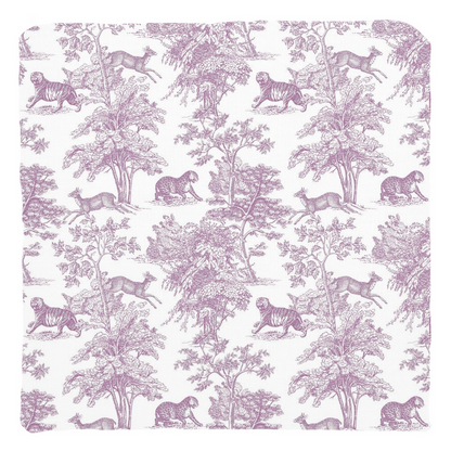 Chinoiserie Tiger Jungle Cotton Pillows Lilac Toile de Jouy