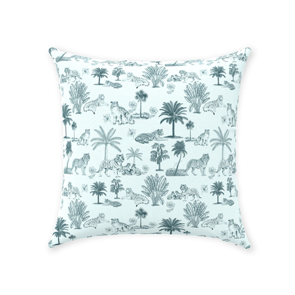 Chinoiserie Toile de Jouy Cotton Pillows Light Mint Aqua