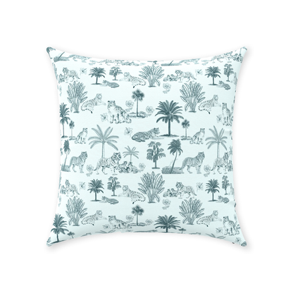 Chinoiserie Toile de Jouy Cotton Pillows Light Mint Aqua
