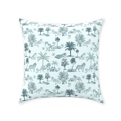 Chinoiserie Toile de Jouy Cotton Pillows Light Mint Aqua