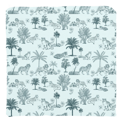 Chinoiserie Toile de Jouy Cotton Pillows Light Mint Aqua