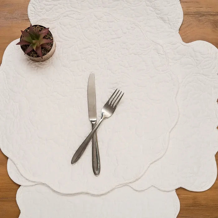 Christiana Solid Floral Round Placemat: Sweet Pea Green