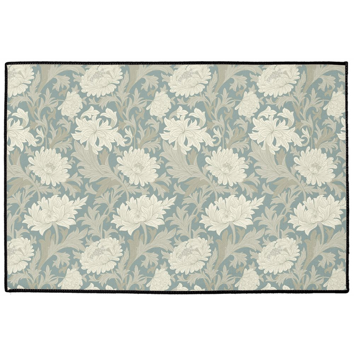 Chrysanthemum Indoor/Outdoor Floor Mat William Morris Misty Gray