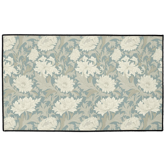 Chrysanthemum Indoor/Outdoor Floor Mat William Morris Misty Gray