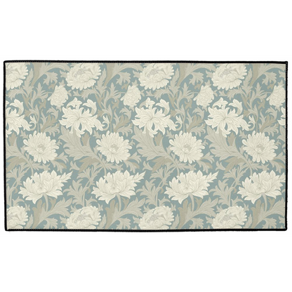 Chrysanthemum Indoor/Outdoor Floor Mat William Morris Misty Gray