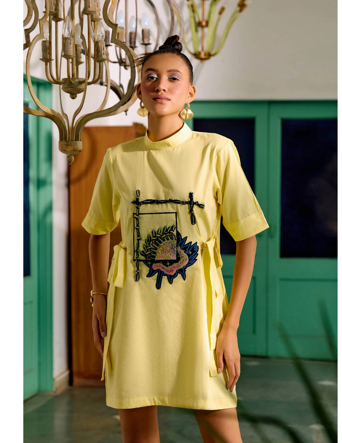 Citrus Yellow Printed Tunic Dress