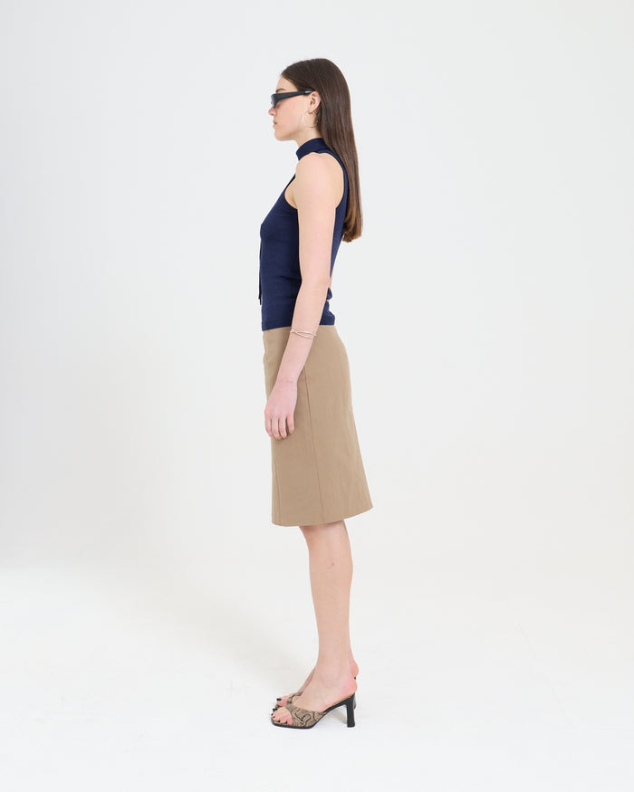 Column Midi Skirt - Brown