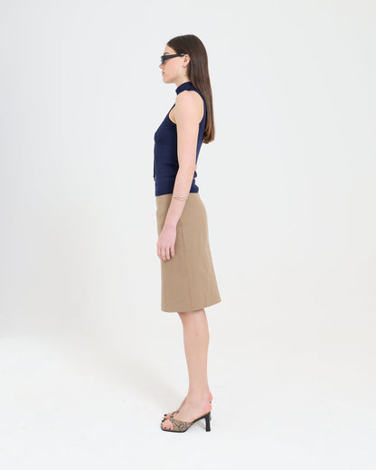 Column Midi Skirt - Brown