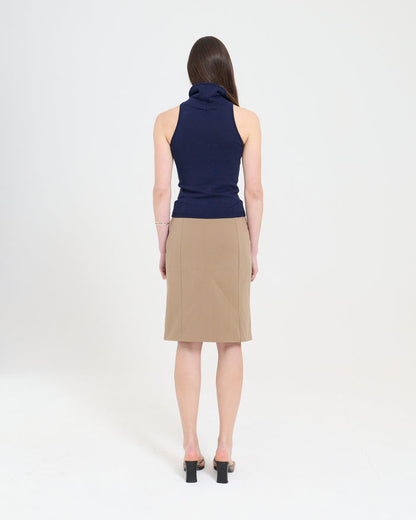 Column Midi Skirt - Brown