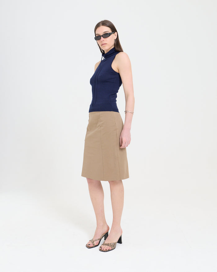 Column Midi Skirt - Brown