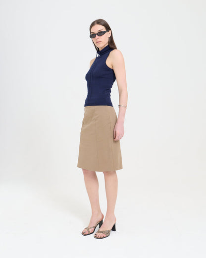 Column Midi Skirt - Brown