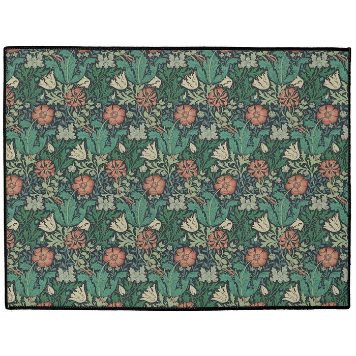 Compton Indoor/Outdoor Floor Mat William Morris Indigo Russet Green