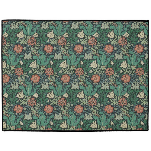 Compton Indoor/Outdoor Floor Mat William Morris Indigo Russet Green
