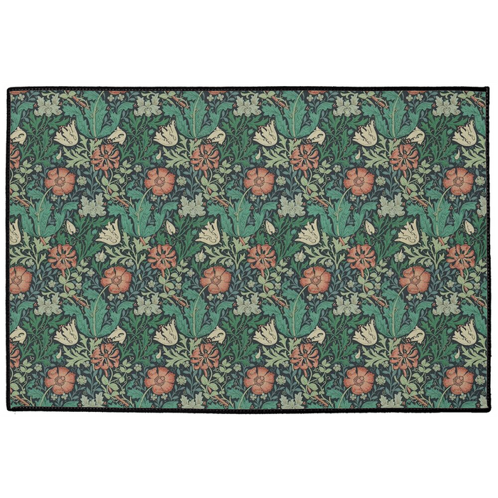 Compton Indoor/Outdoor Floor Mat William Morris Indigo Russet Green