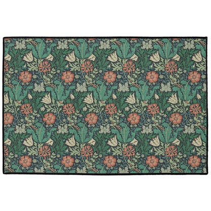 Compton Indoor/Outdoor Floor Mat William Morris Indigo Russet Green