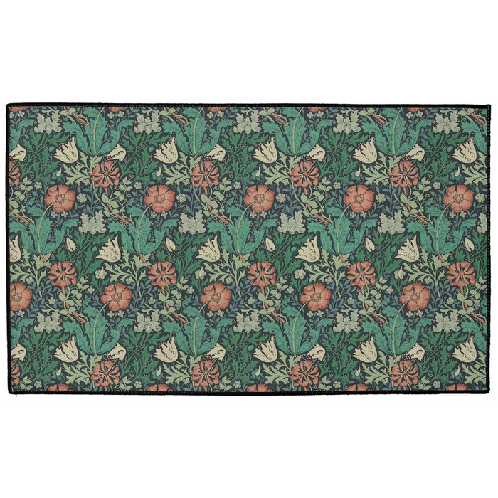 Compton Indoor/Outdoor Floor Mat William Morris Indigo Russet Green