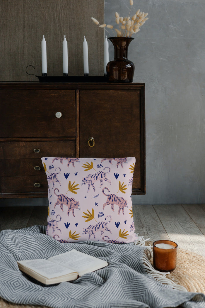 Crazy Tiger Outdoor Pillows Light Pink