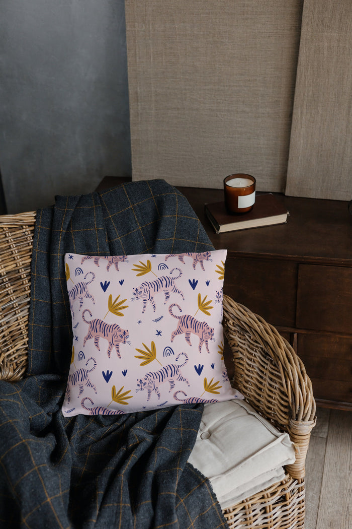 Crazy Tiger Outdoor Pillows Light Pink