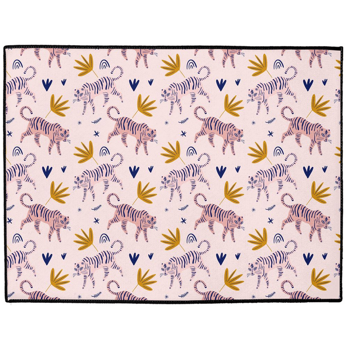 Crazy Tigers Indoor/Outdoor Floor Mat Pink