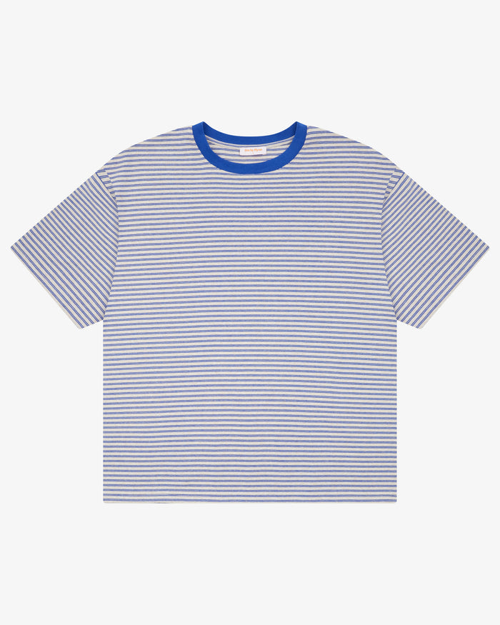 Crop Boxy Tee - Oat / Blue