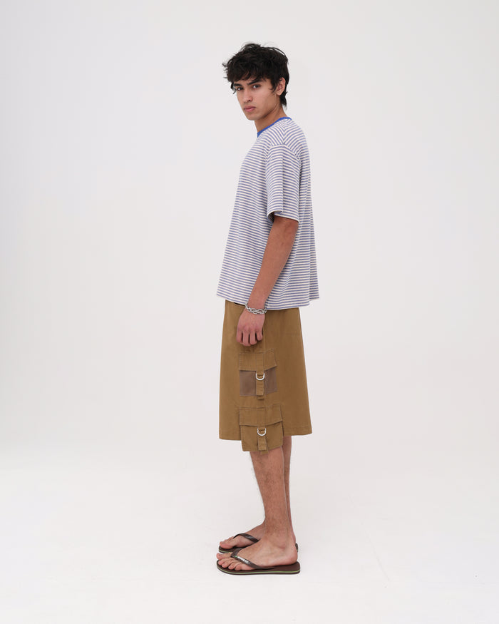 Crop Boxy Tee - Oat / Blue