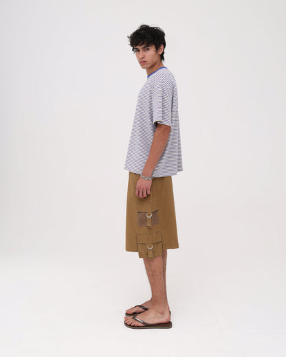 Crop Boxy Tee - Oat / Blue
