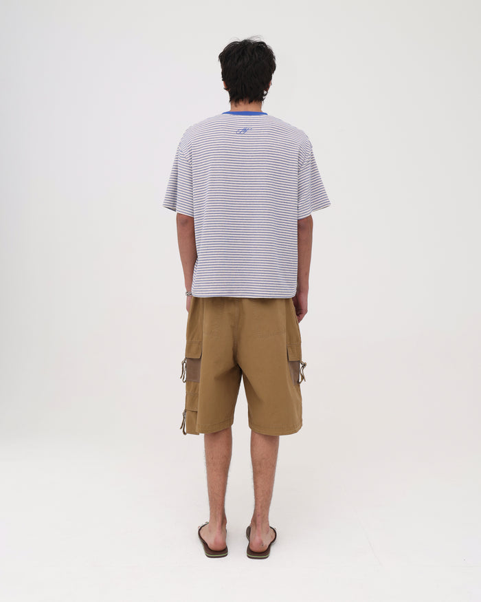 Crop Boxy Tee - Oat / Blue
